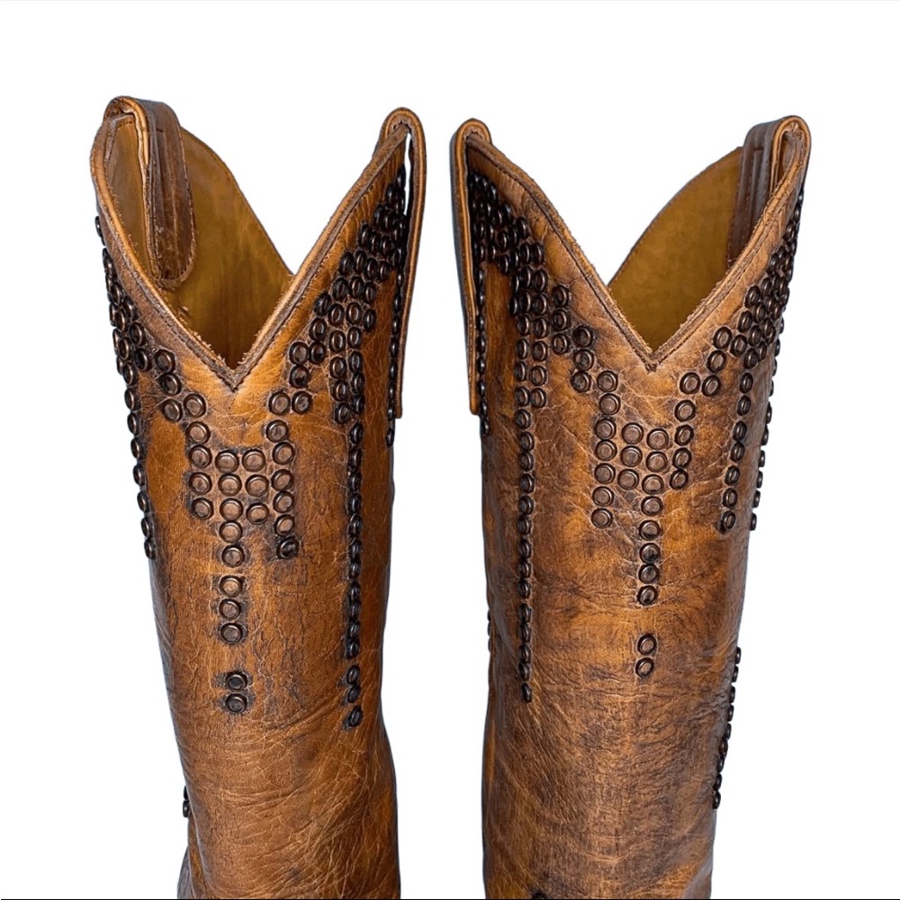 Old Gringo Brown Western Cowboy Heeled Boots with Distressed Leather - Picture 4 of 9
